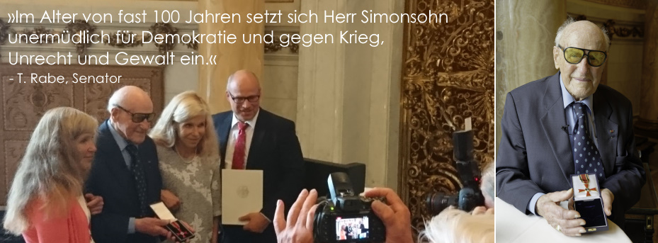 Verleihung vom Bundesverdienstkreuz an Wilhelm Simonsohn im Hamburger Rathaus